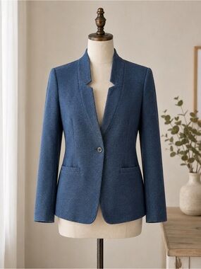 Lucky Brand Dark Blue Textured Blazer Small.